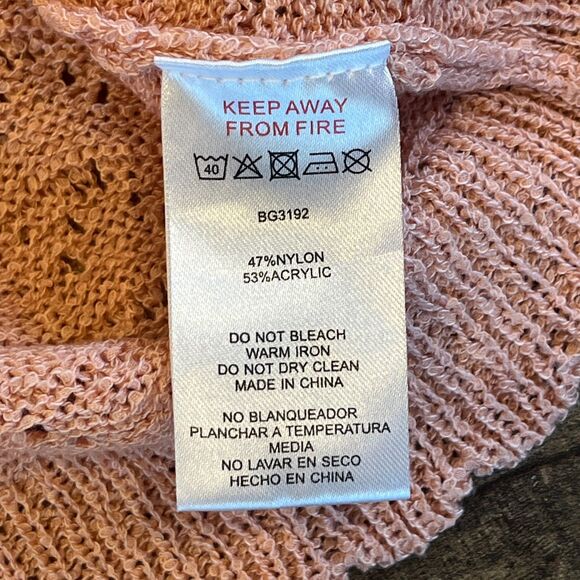 Anthropologie Pink Crochet Cardigan Sweater Button Front Medium - Picture 7 of 8